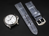 GREY CROCODILE BELLY LEATHER STRAP
