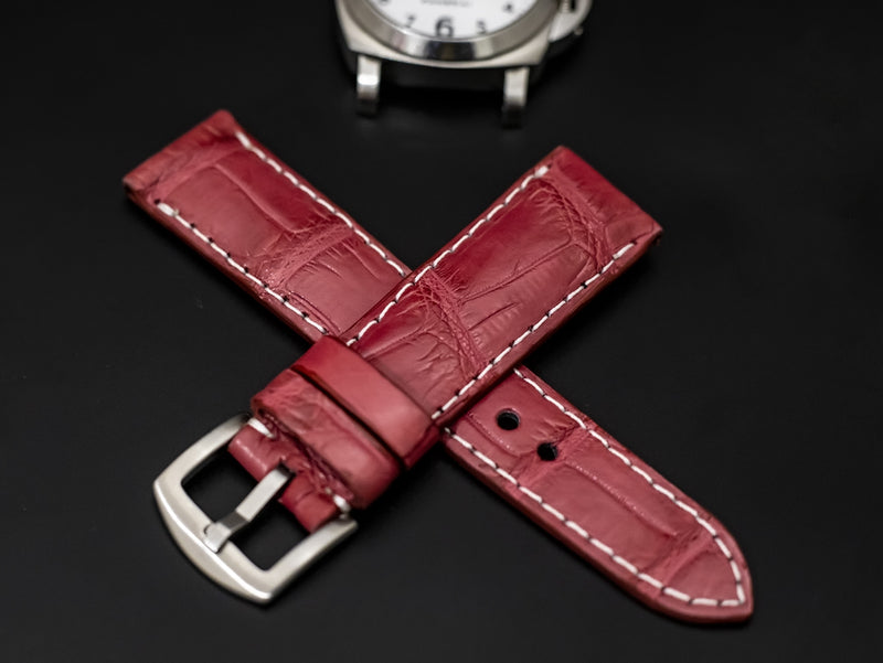 PINK CROCODILE BELLY LEATHER STRAP