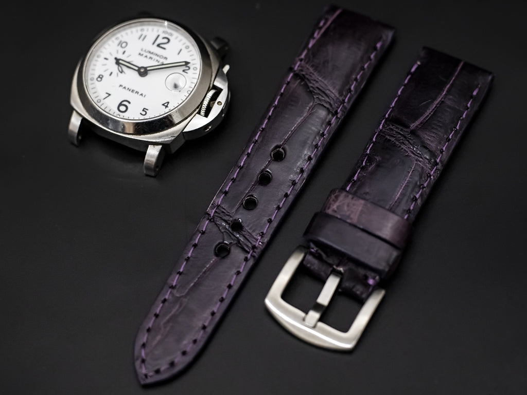 PURPLE CROCODILE BELLY LEATHER STRAP