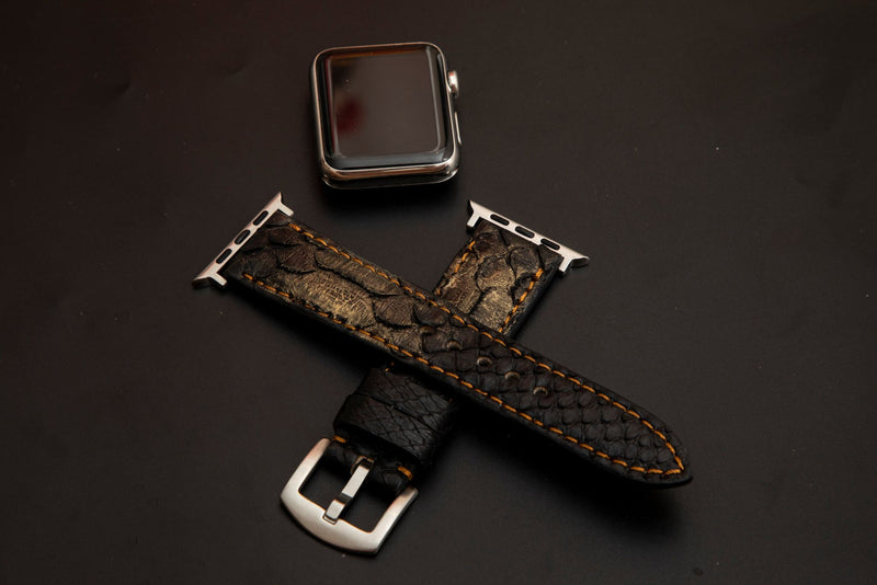 BLACK&GOLD PYTHON LEATHER STRAP