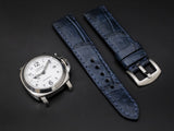 BLUE CROCODILE BELLY LEATHER STRAP