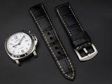 BLACK CROCODILE BELLY LEATHER STRAP