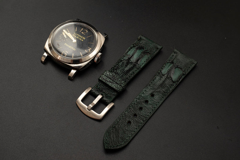 GREEN OSTRICH LEATHER STRAP