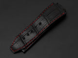 BLACK CROCODILE BELLY LEATHER STRAP - Lac Crado 