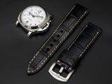 BLACK CROCODILE BELLY LEATHER STRAP