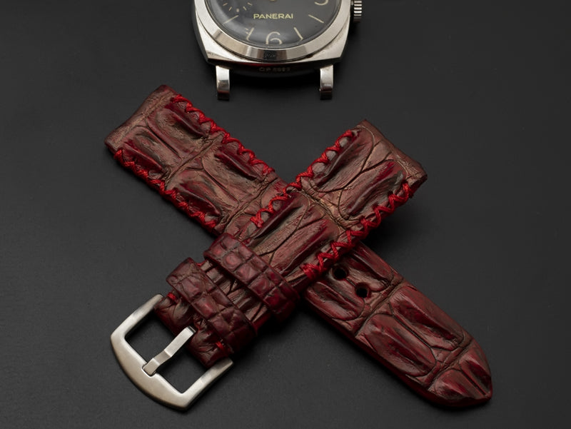 RED CROCODILE HORNBACK LEATHER STRAP
