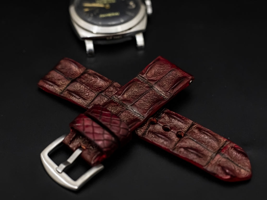 RED CROCODILE HORNBACK LEATHER STRAP