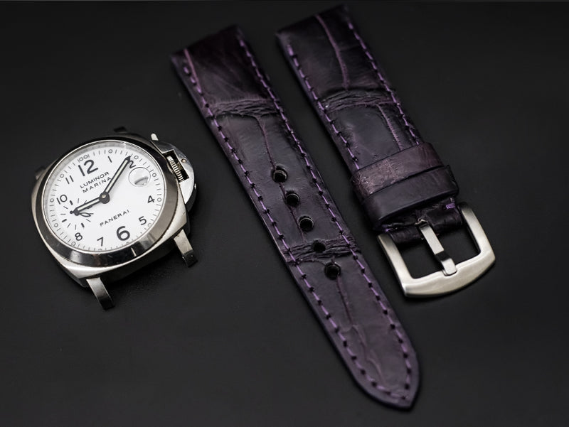 PURPLE CROCODILE BELLY LEATHER STRAP