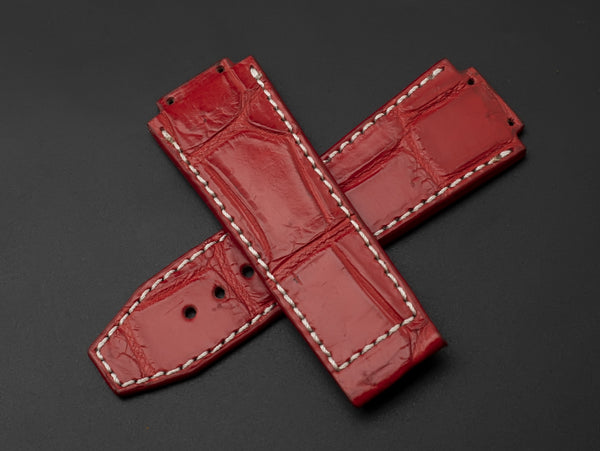 RED CROCODILE BELLY LEATHER STRAP