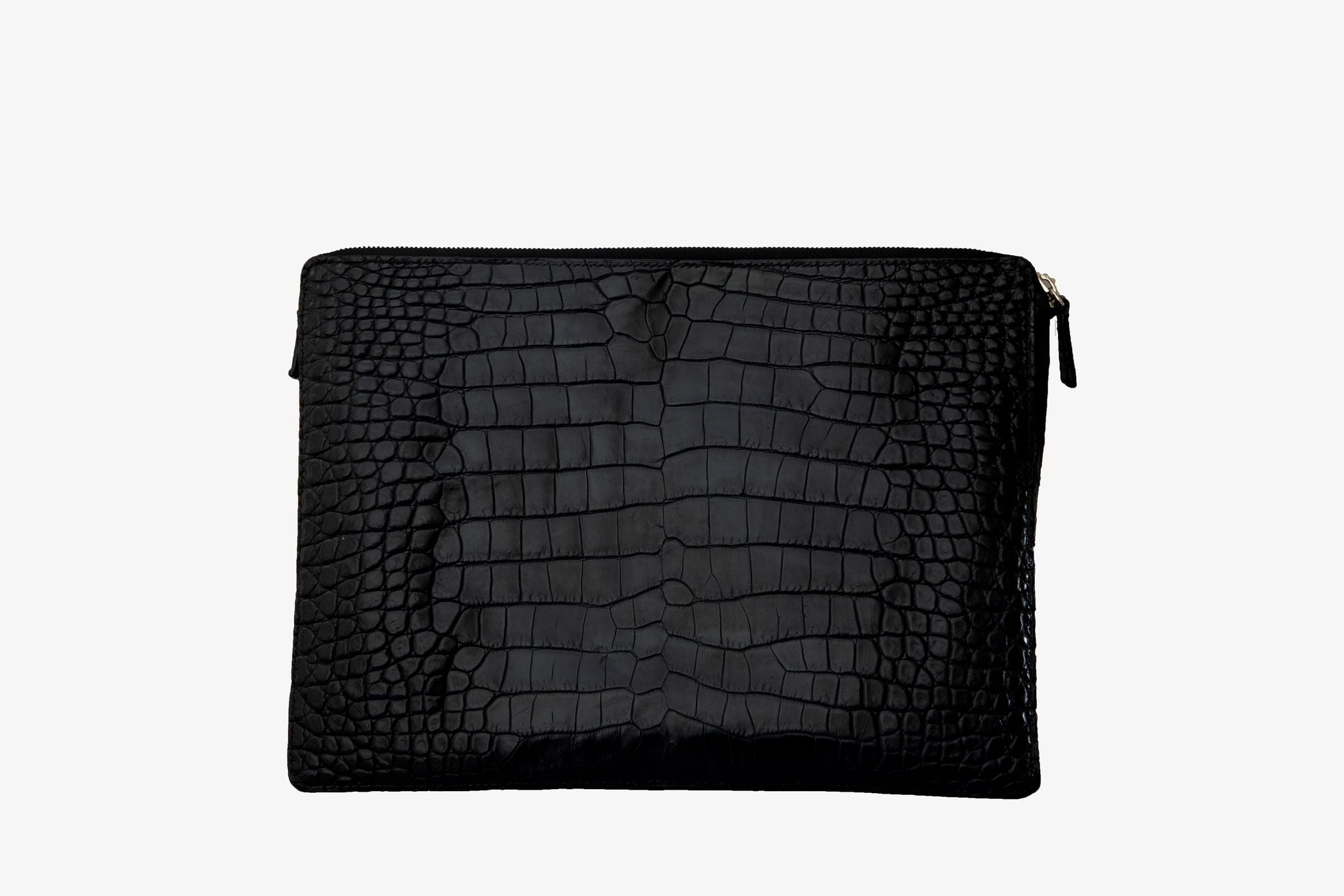 BLACK HANDMADE GENUINE CROCODILE LAPTOP SLEEVE
