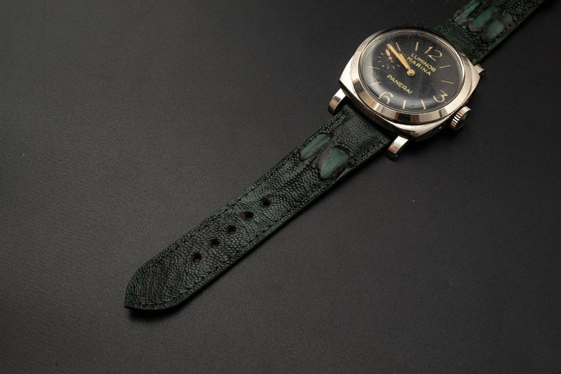 GREEN OSTRICH LEATHER STRAP