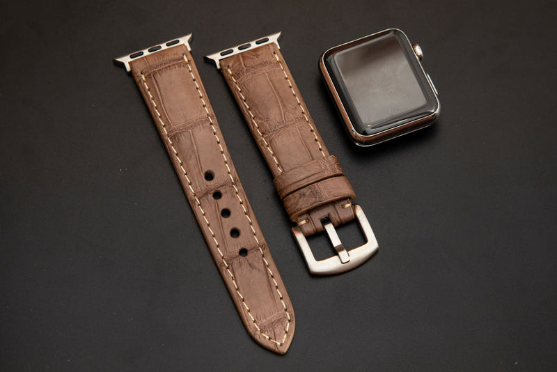 BEIGE CROCODILE BELLY LEATHER STRAP