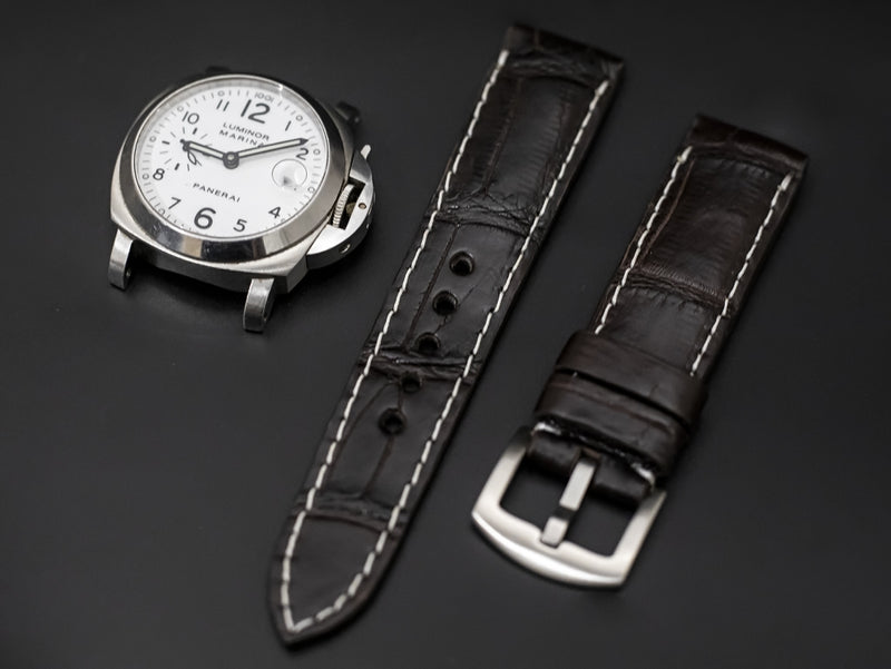 DARK BROWN CROCODILE BELLY LEATHER STRAP