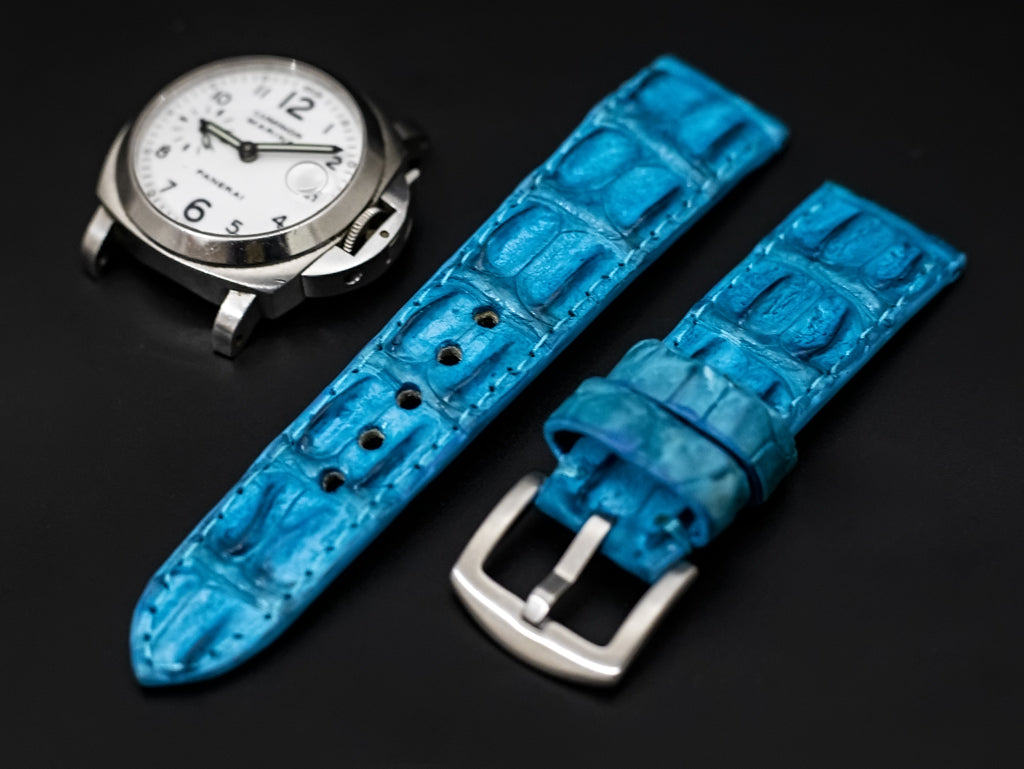 BLUE CROCODILE HORNBACK LEATHER STRAP
