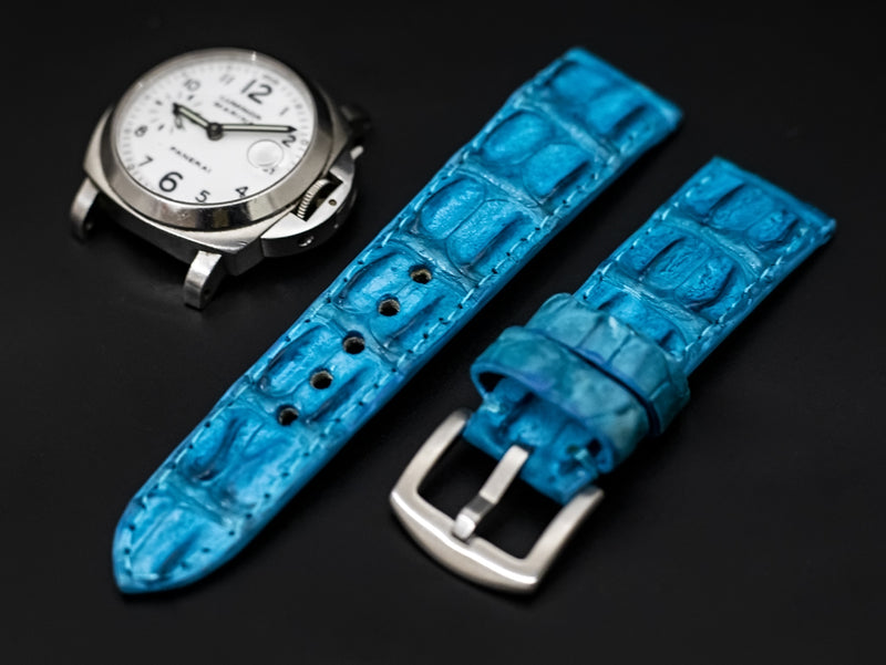 BLUE CROCODILE HORNBACK LEATHER STRAP
