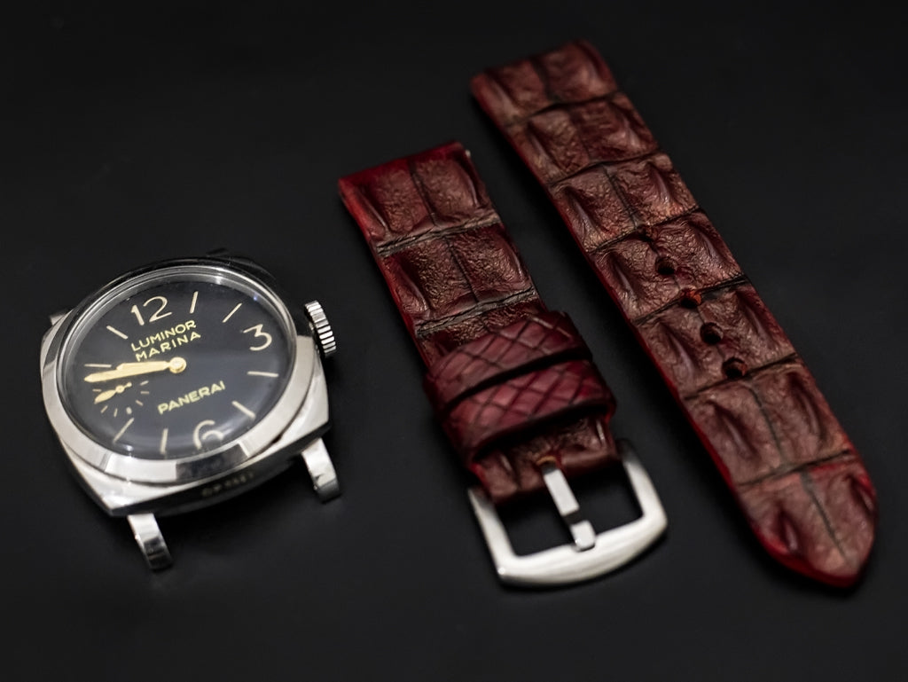 RED CROCODILE HORNBACK LEATHER STRAP