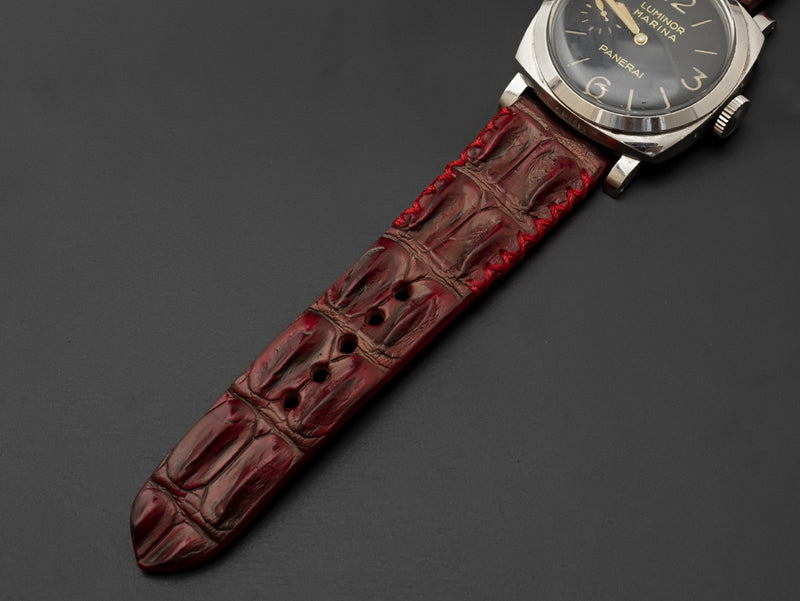 RED CROCODILE HORNBACK LEATHER STRAP