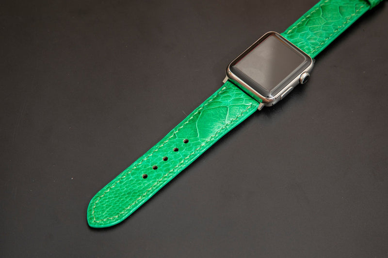 GREEN OSTRICH LEATHER STRAP