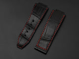 BLACK CROCODILE BELLY LEATHER STRAP - Lac Crado 