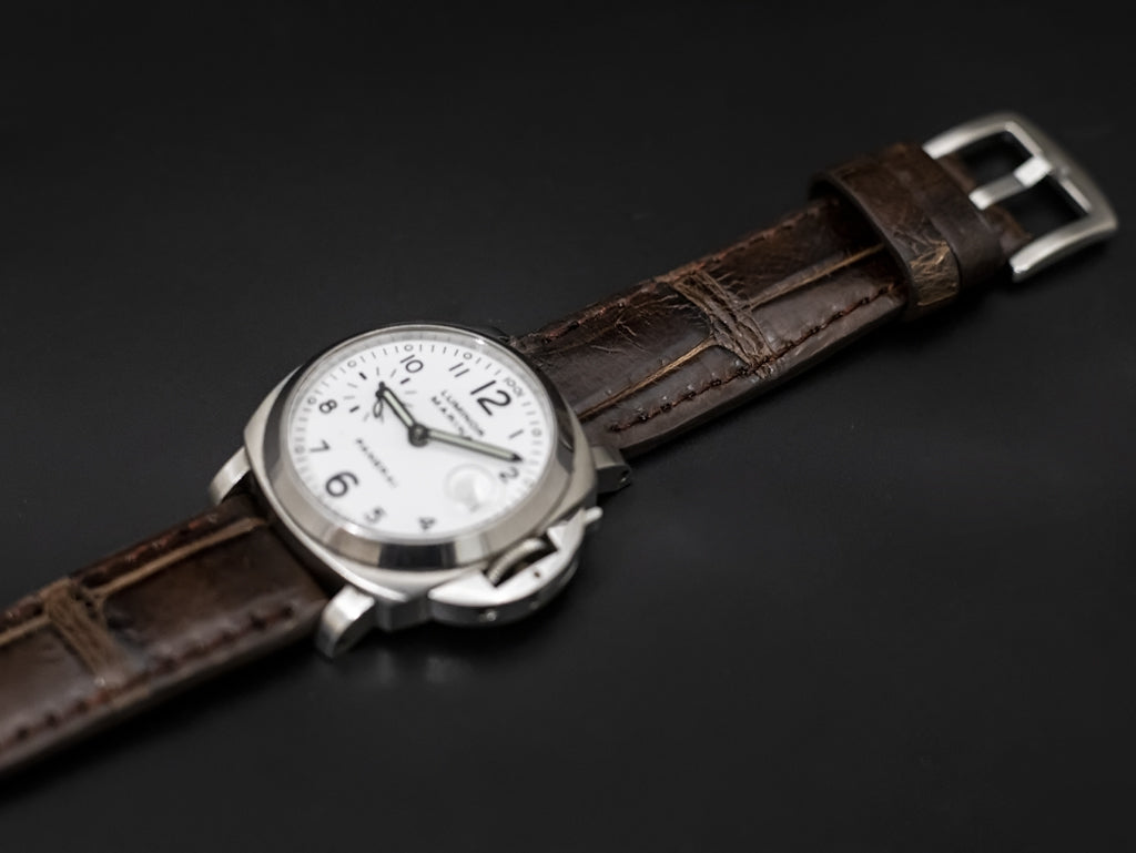 BROWN CROCODILE BELLY LEATHER STRAP