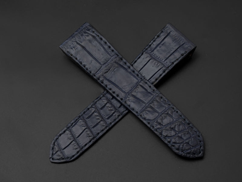 BLUE CROCODILE BELLY LEATHER STRAP