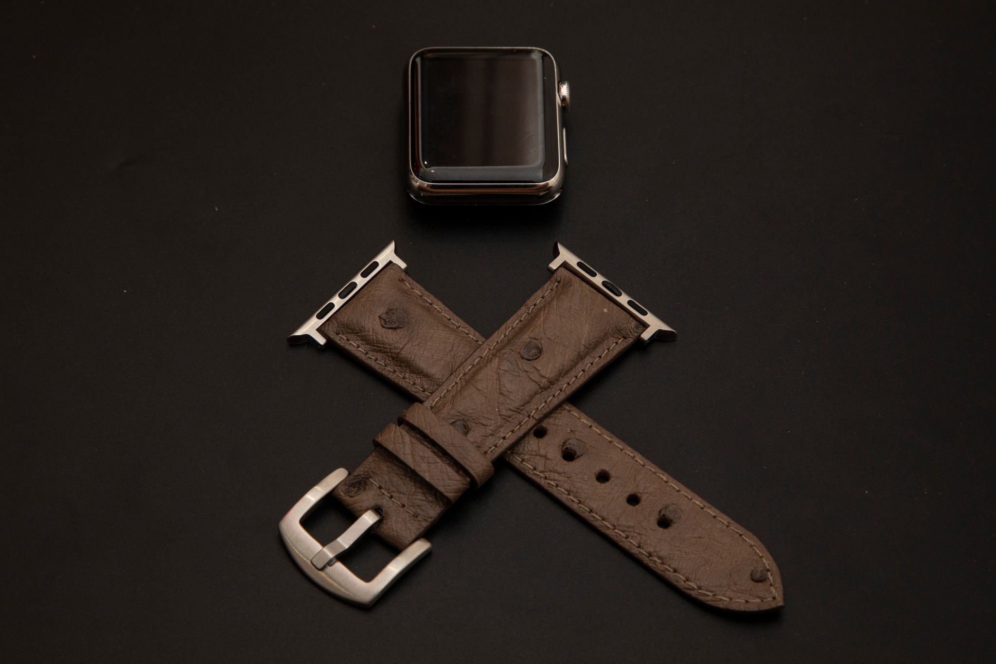 BROWN OSTRICH LEATHER STRAP