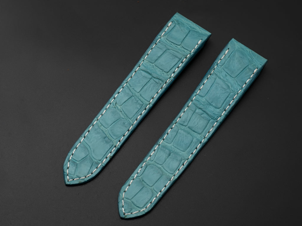 BLUE CROCODILE BELLY LEATHER STRAP