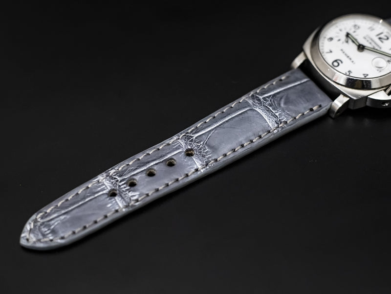 GREY CROCODILE BELLY LEATHER STRAP