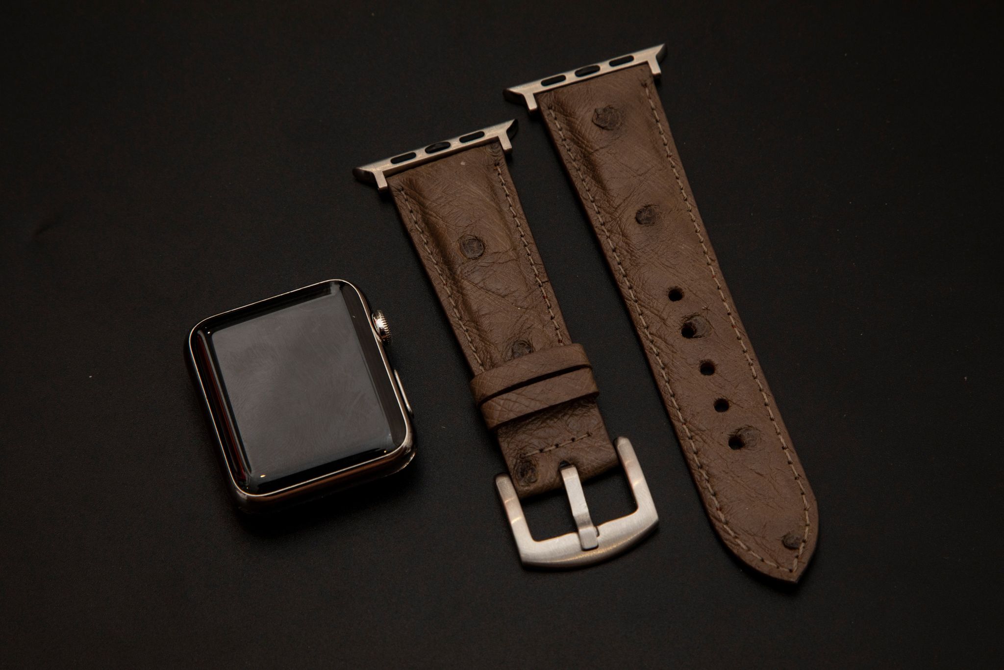 BROWN OSTRICH LEATHER STRAP