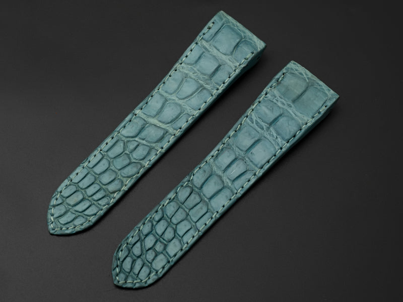 BLUE CROCODILE BELLY LEATHER STRAP