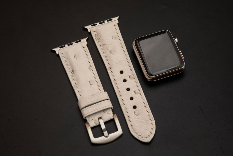 WHITE OSTRICH LEATHER STRAP