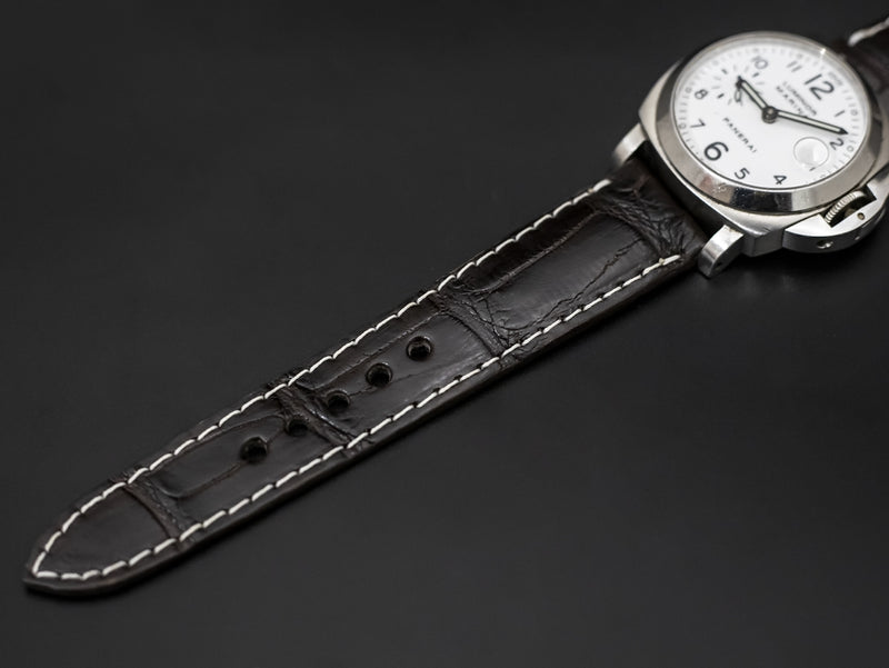 DARK BROWN CROCODILE BELLY LEATHER STRAP