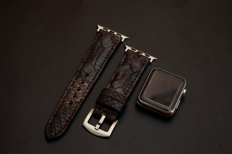 BLACK&BROWN PYTHON LEATHER STRAP