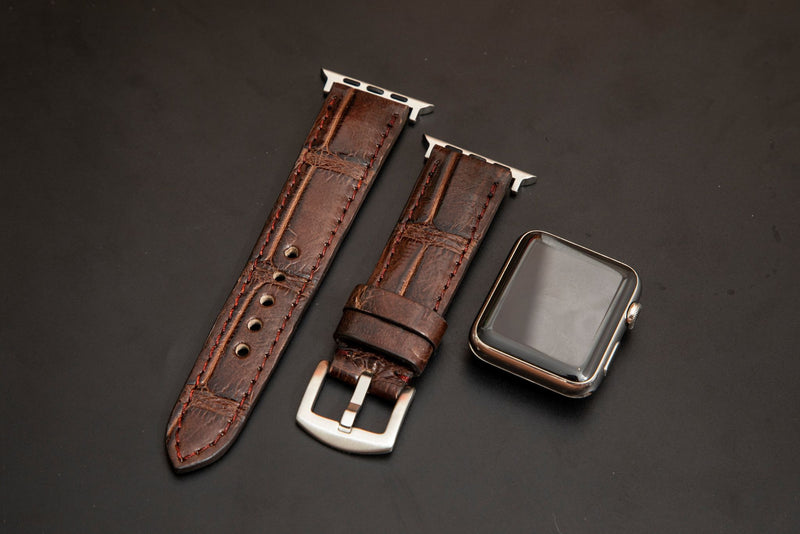 BROWN CROCODILE BELLY LEATHER STRAP