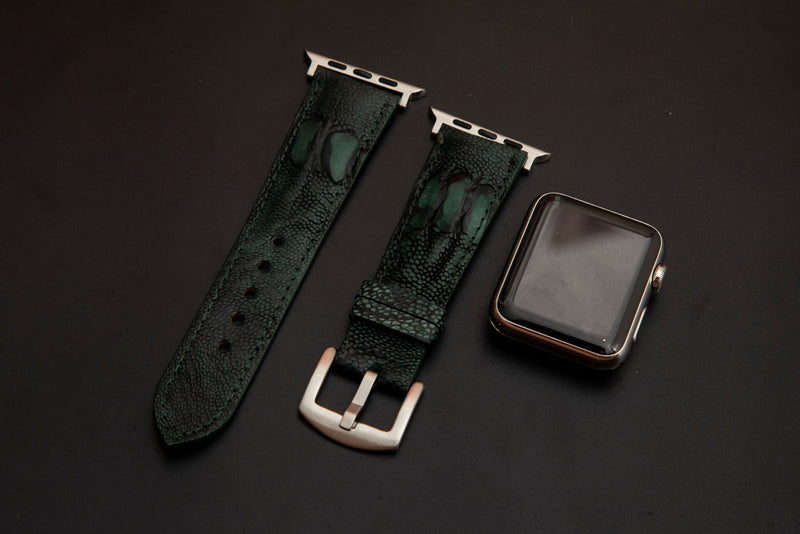 GREEN OSTRICH LEATHER STRAP