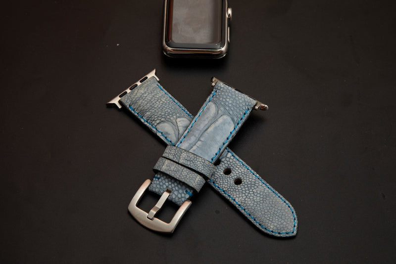 BLUE OSTRICH LEATHER STRAP