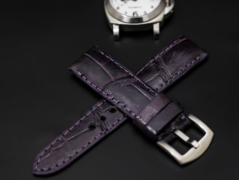 PURPLE CROCODILE BELLY LEATHER STRAP