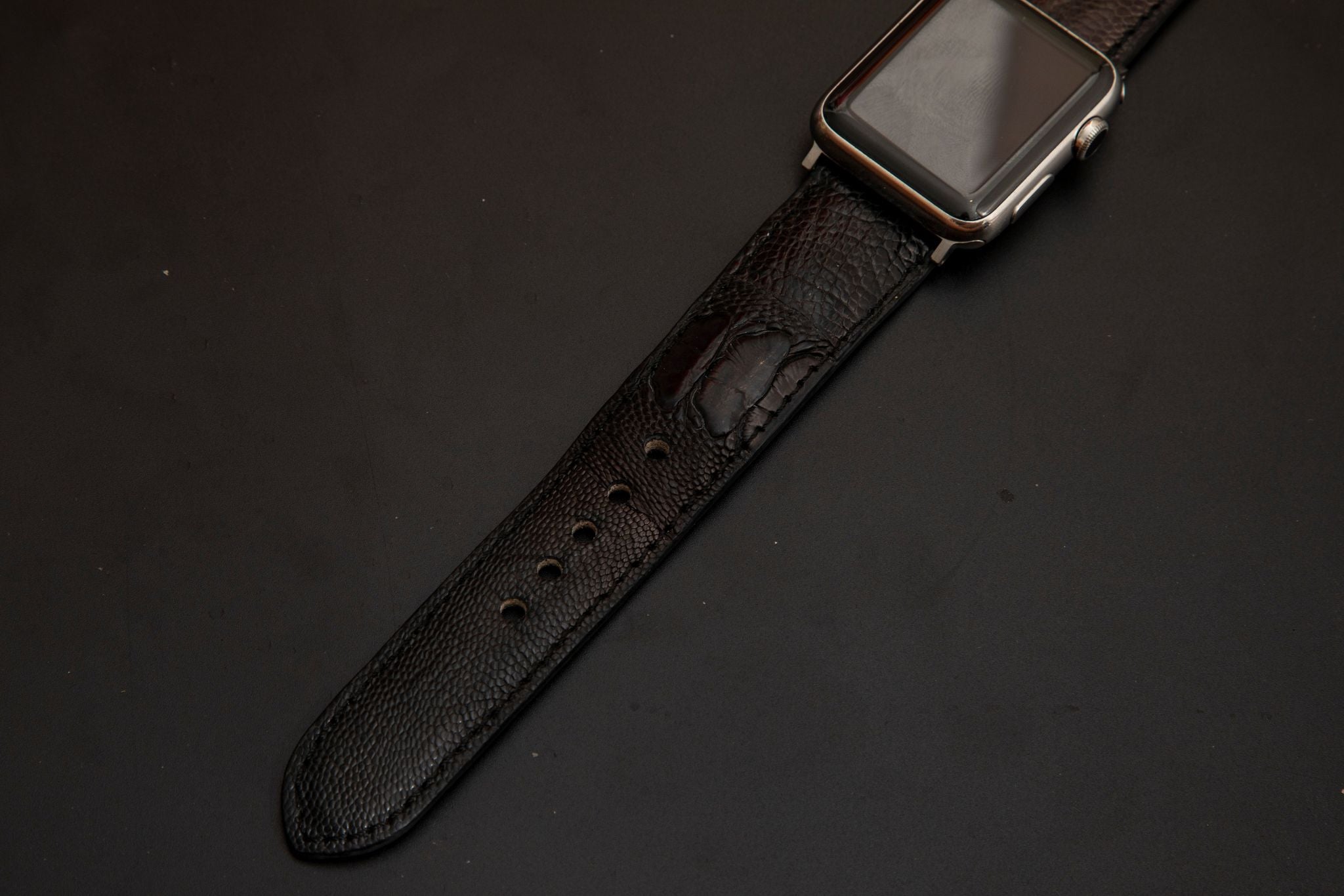 BLACK OSTRICH LEATHER STRAP