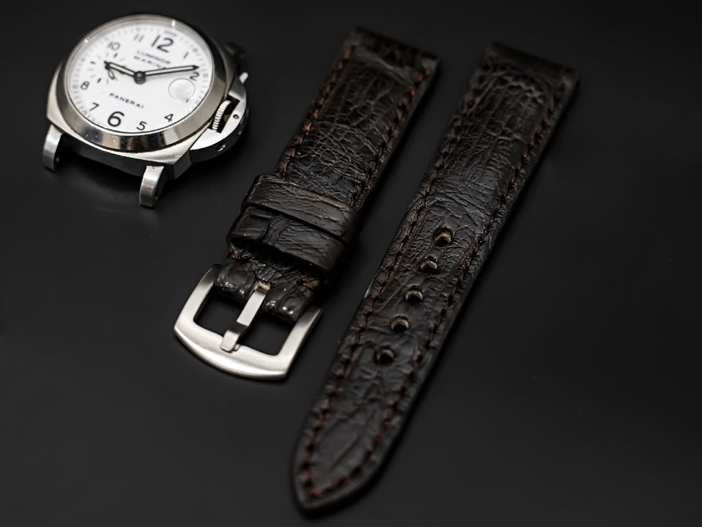 BROWN CROCODILE BELLY LEATHER STRAP