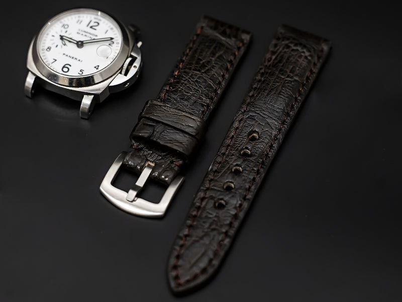 BROWN CROCODILE BELLY LEATHER STRAP