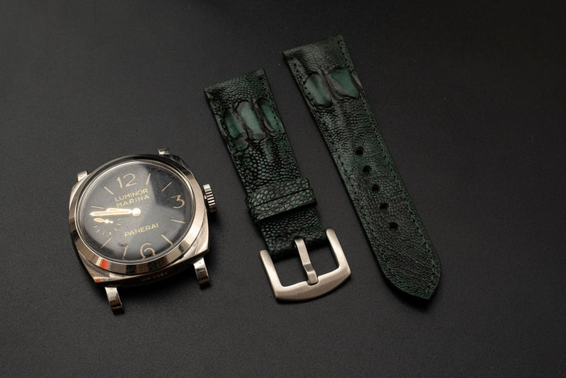 GREEN OSTRICH LEATHER STRAP
