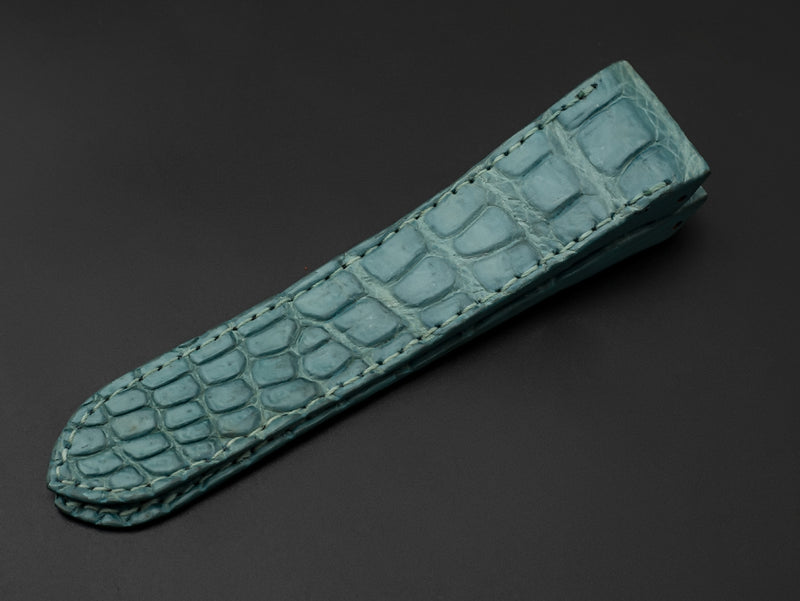 BLUE CROCODILE BELLY LEATHER STRAP