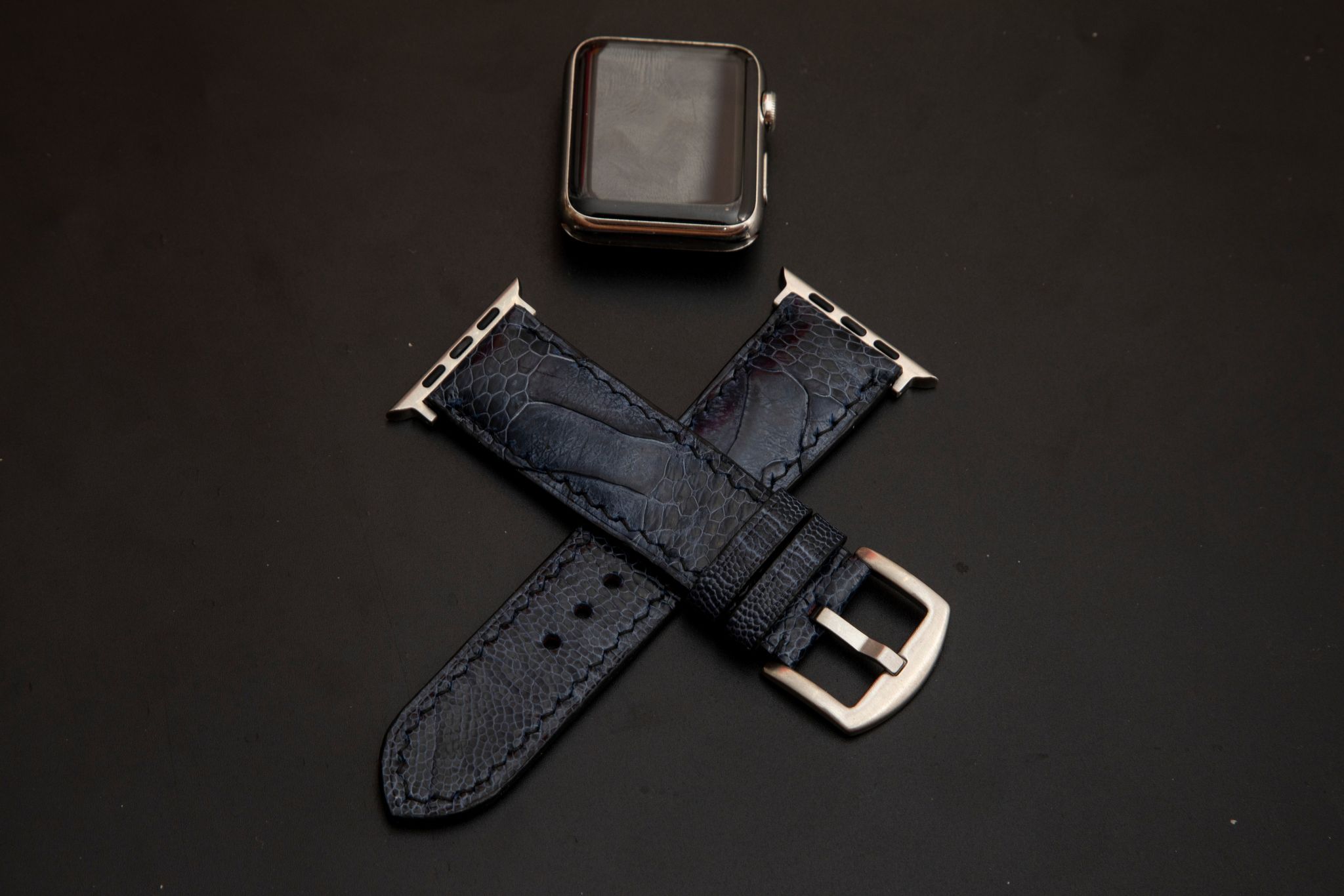 BLUE OSTRICH LEATHER STRAP