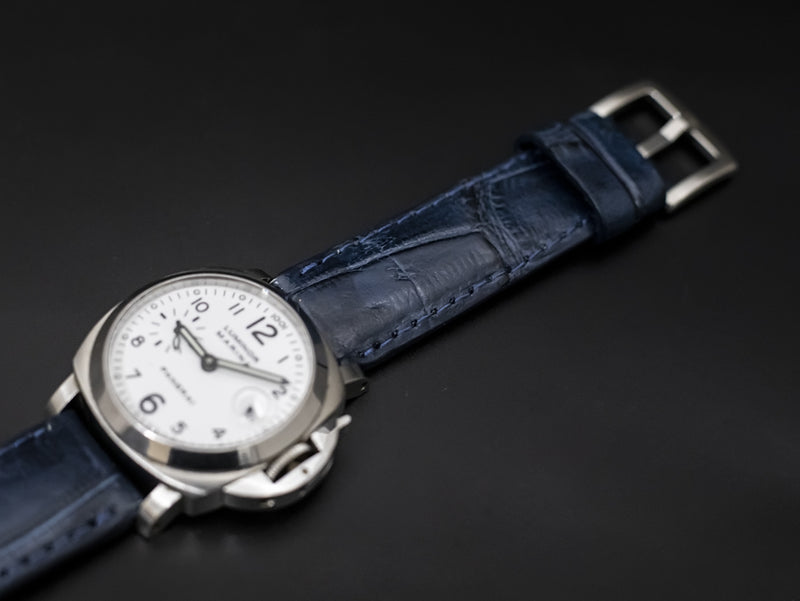 BLUE CROCODILE BELLY LEATHER STRAP