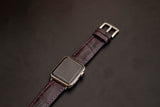 PURPLE CROCODILE BELLY LEATHER STRAP