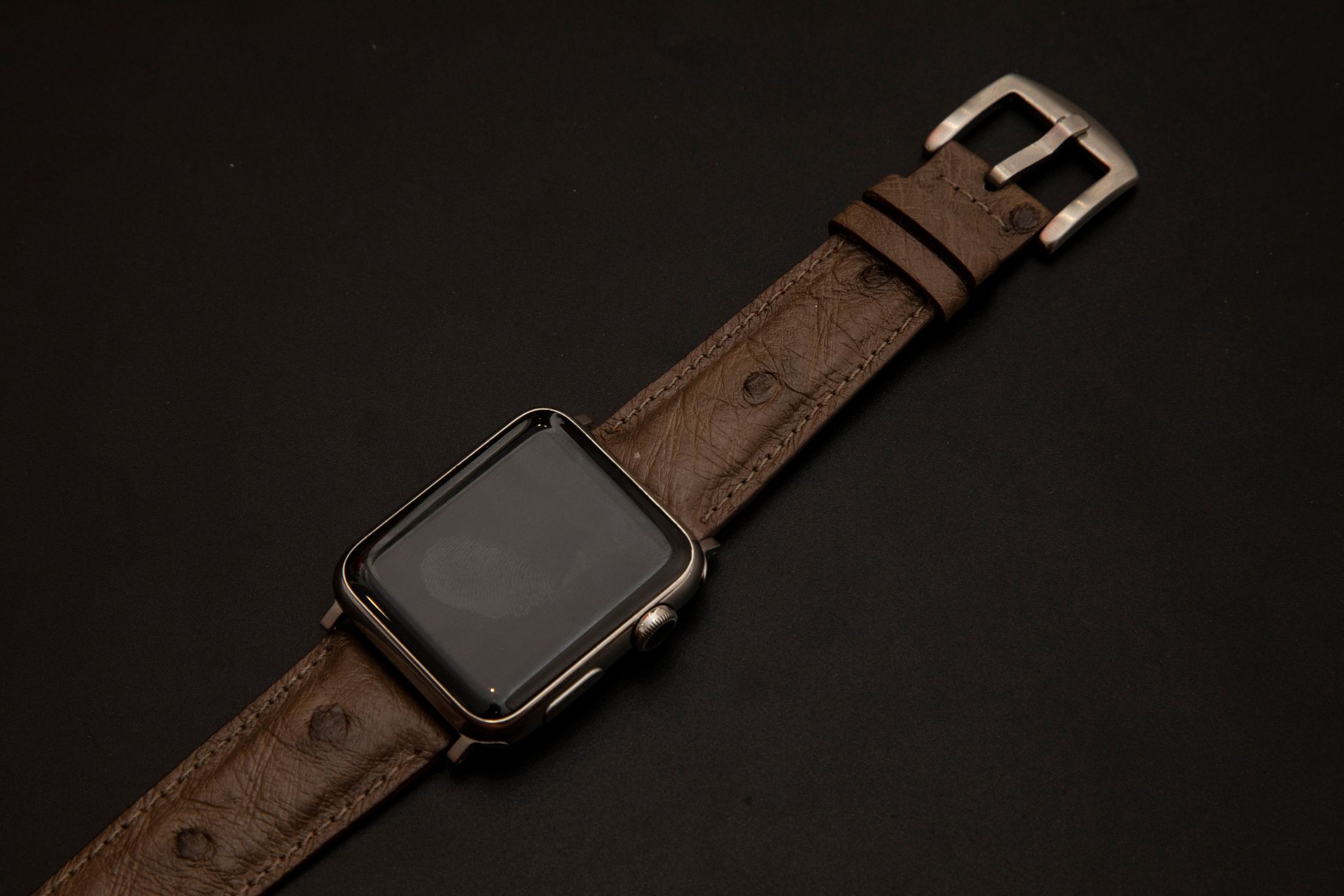 BROWN OSTRICH LEATHER STRAP