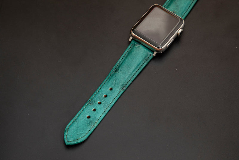 GREEN OSTRICH LEATHER STRAP