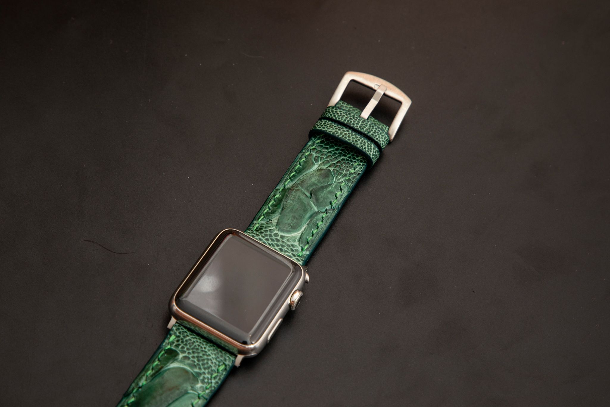GREEN OSTRICH LEATHER STRAP