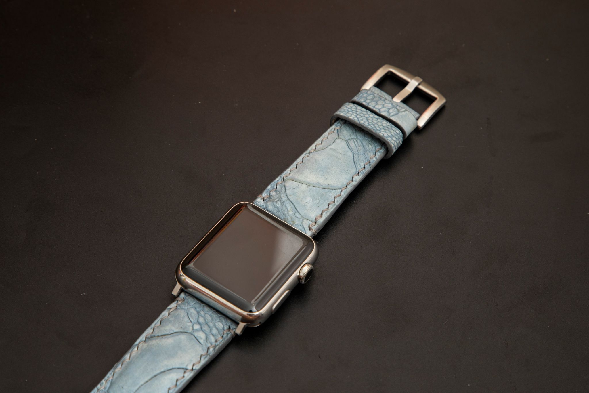 BLUE OSTRICH LEATHER STRAP