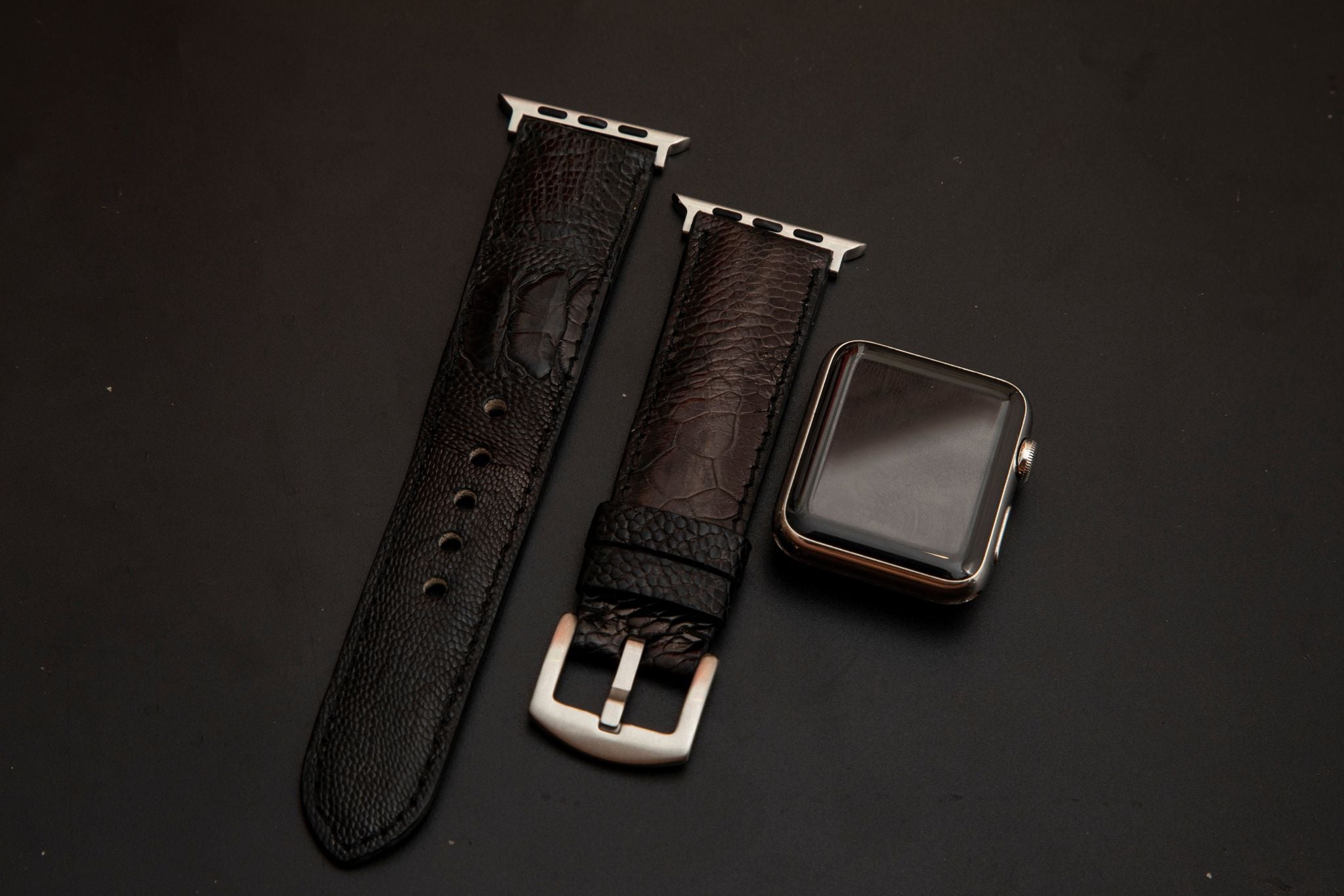 BLACK OSTRICH LEATHER STRAP